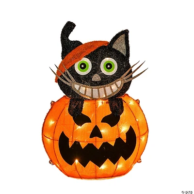 National Tree Company 23 in. Pre-Lit Pumpkin and Black Cat