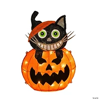 National Tree Company 23 in. Pre-Lit Pumpkin and Black Cat