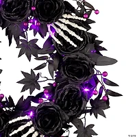 National Tree Company 24" Artificial Bad to the Bone Halloween Wreath, 30 Purple LED Lights, Battery Operated