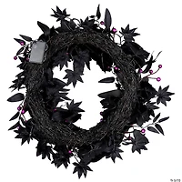 National Tree Company 24" Artificial Bad to the Bone Halloween Wreath, 30 Purple LED Lights, Battery Operated