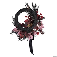 National Tree Company 24" Artificial Blood Red Eucalyptus Leaf Half Halloween Wreath