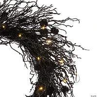 National Tree Company 24" Artificial Deadwood Twig Wreath, 30 Orange LED Lights, Battery Operated