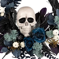 National Tree Company 24" Artificial Halloween Skull Half Wreath