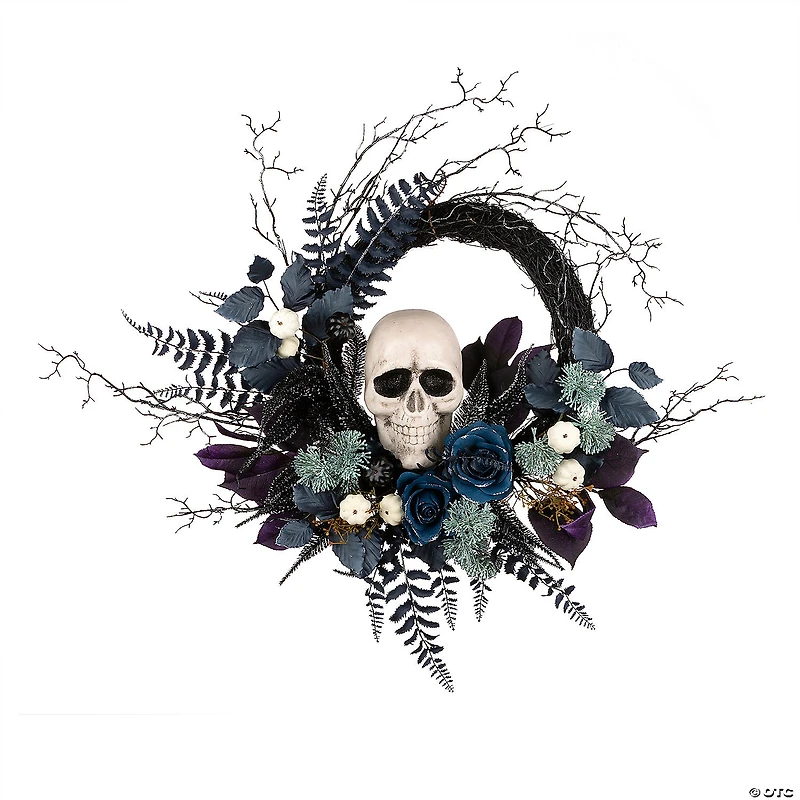 National Tree Company 24" Artificial Halloween Skull Half Wreath