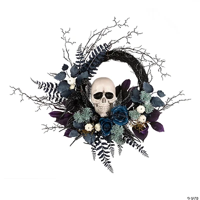 National Tree Company 24" Artificial Halloween Skull Half Wreath