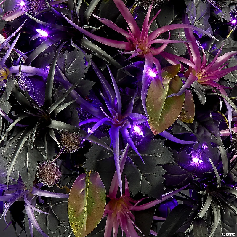 National Tree Company 24" Artificial Scare in the Air Halloween Potted Plant, 30 Purple LED Lights, Battery Operated