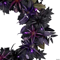 National Tree Company 24" Artificial Scare in the Air Halloween Wreath, 30 Purple LED Lights, Battery Operated