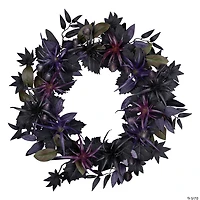 National Tree Company 24" Artificial Scare in the Air Halloween Wreath, 30 Purple LED Lights, Battery Operated
