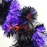 National Tree Company 24 in. Black Fiber Optic Wreath with Purple and Orange Lights