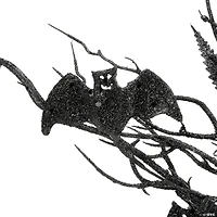 National Tree Company 24 in. Halloween Black Fern and Bats Wreath