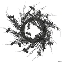 National Tree Company 24 in. Halloween Black Fern and Bats Wreath