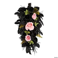 National Tree Company 26" Artificial Cute and Creep Halloween Swag, 30 Pink LED Lights, Battery Operated