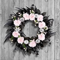 National Tree Company 26" Artificial Pretty Morbid Pink Carnation Halloween Wreath