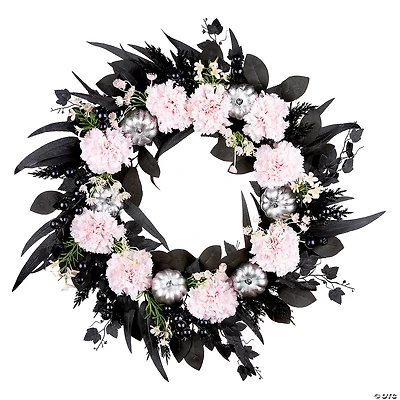 National Tree Company 26" Artificial Pretty Morbid Pink Carnation Halloween Wreath