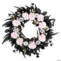 National Tree Company 26" Artificial Pretty Morbid Pink Carnation Halloween Wreath