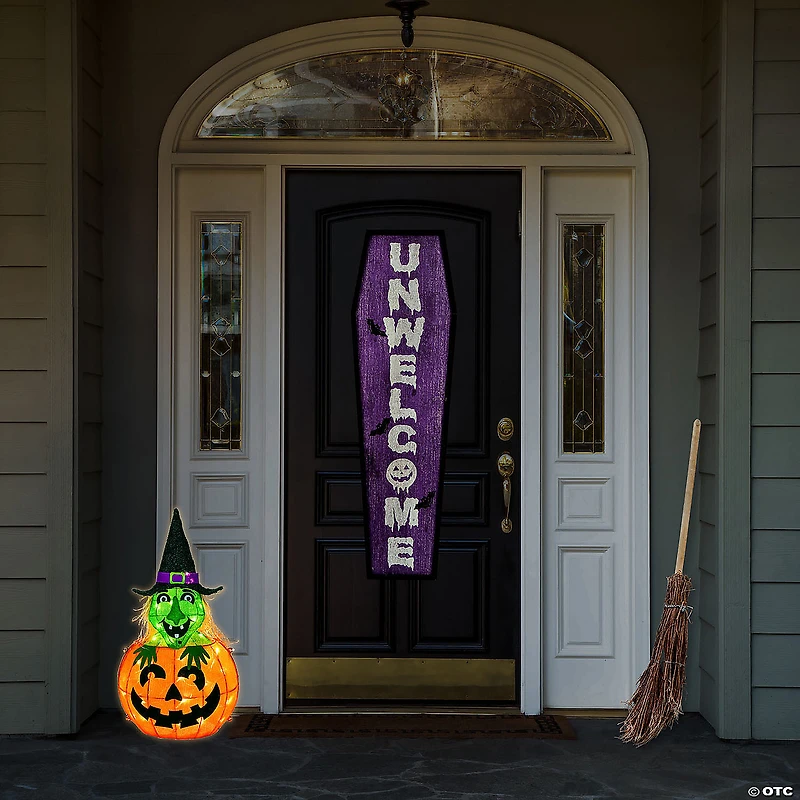 National Tree Company 28 in. Pre-Lit Pumpkin and Witch