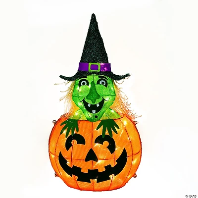 National Tree Company 28 in. Pre-Lit Pumpkin and Witch