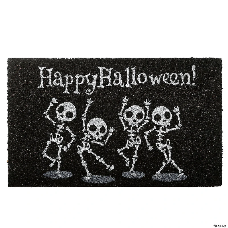 National Tree Company 30 in. "Happy Halloween!" Dancing Skeletons Coir Doormat