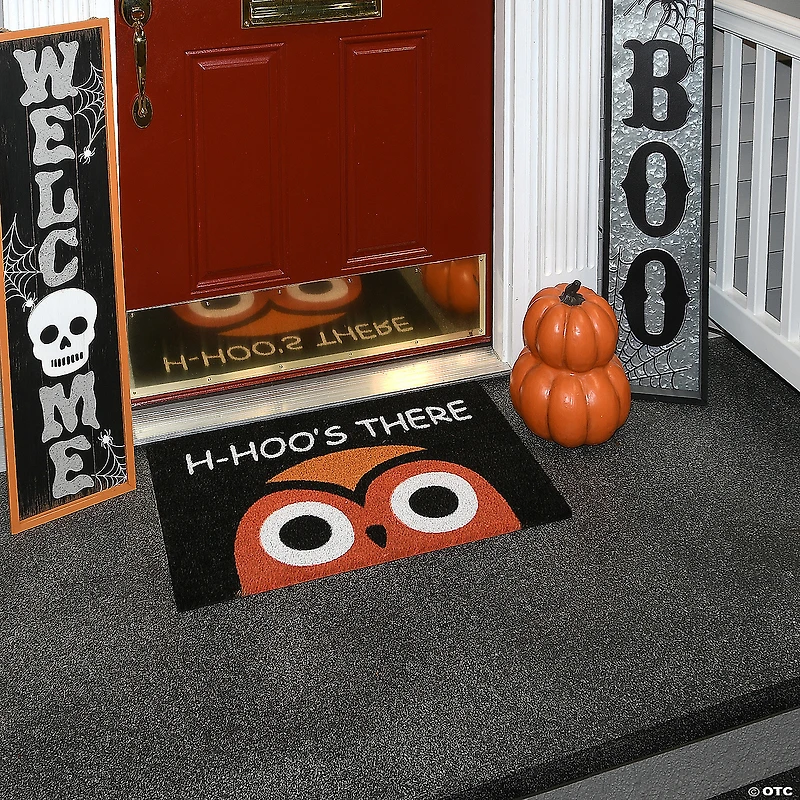 National Tree Company 30" "WHO'S THERE" Owl Doormat Decoration