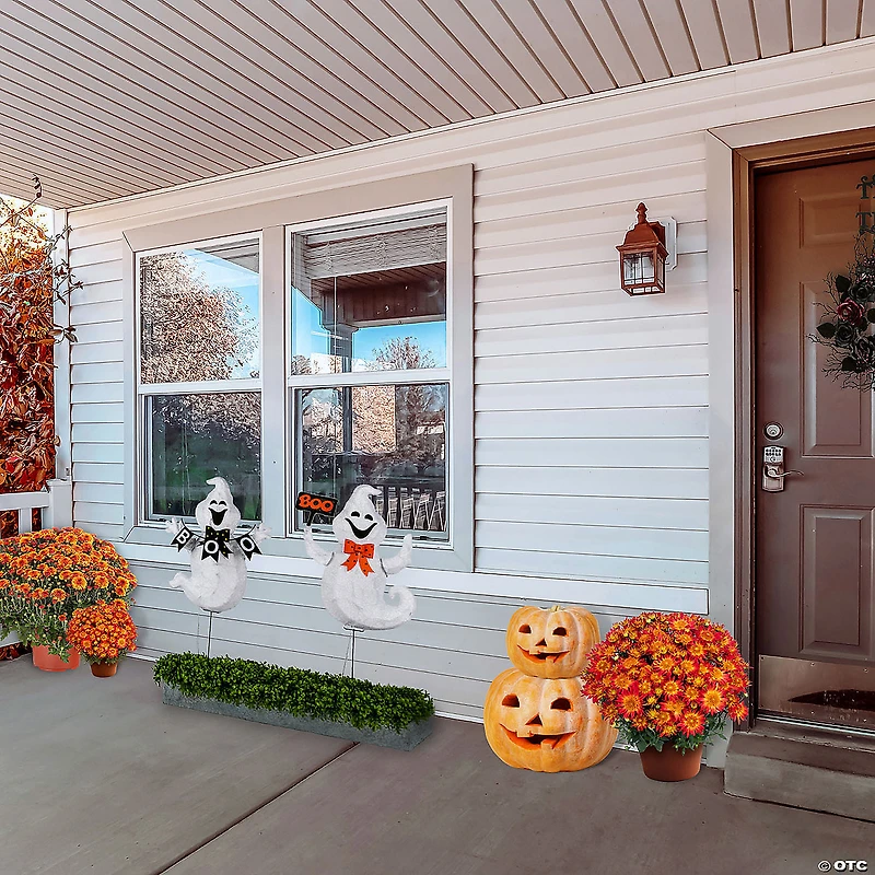 National Tree Company 31 in. Pre-Lit Ghost with BOO Banner Garden Stake