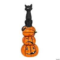 National Tree Company 32 in. Halloween Black Cat and Pumpkins Stack