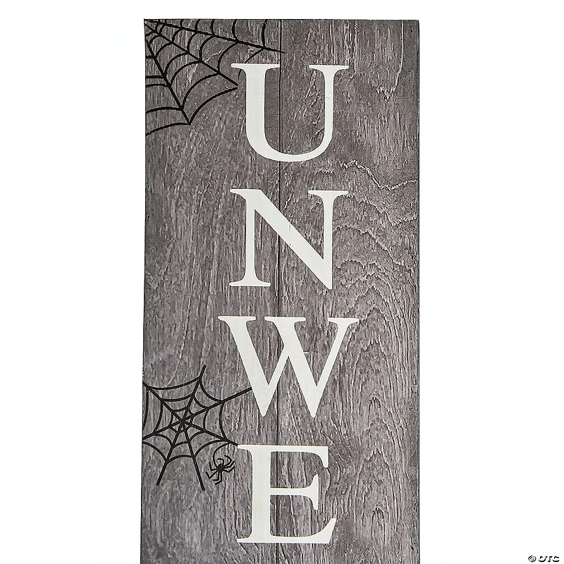 National Tree Company 39 in. Halloween "Unwelcome Porch Sign with Spider Webs