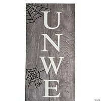 National Tree Company 39 in. Halloween "Unwelcome Porch Sign with Spider Webs