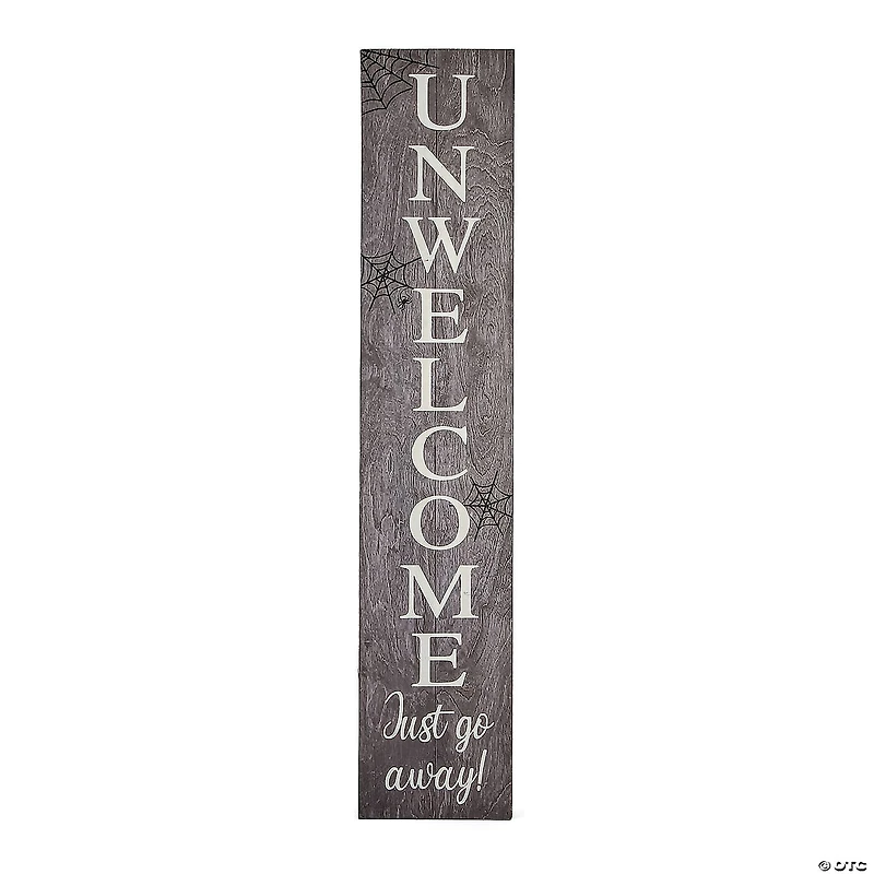 National Tree Company 39 in. Halloween "Unwelcome Porch Sign with Spider Webs