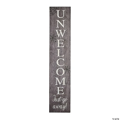 National Tree Company 39 in. Halloween "Unwelcome Porch Sign with Spider Webs