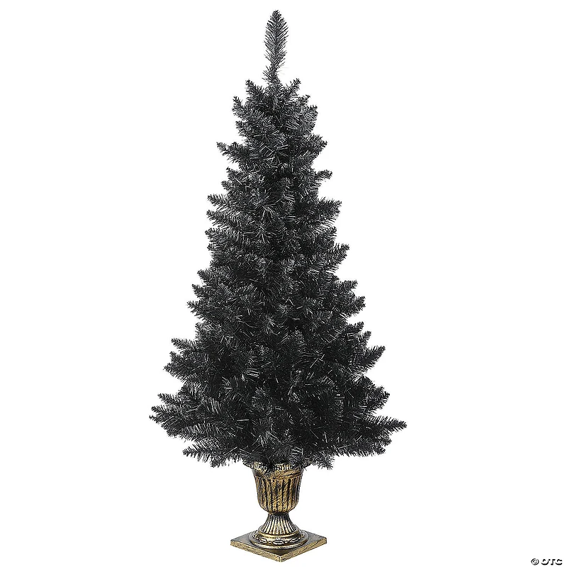 National Tree Company 4 ft. Black Entrance Tree with String of Orange Lights