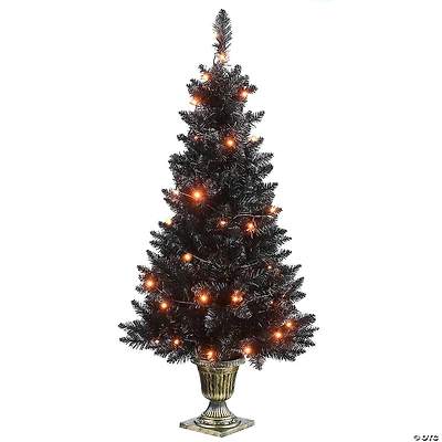 National Tree Company 4 ft. Black Entrance Tree with String of Orange Lights
