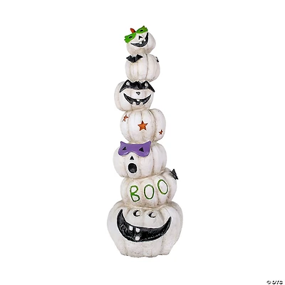 National Tree Company 47 in. Stacked White Halloween Jack-O-Lanterns
