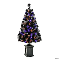 National Tree Company 48 in. Halloween Black Fiber Optic Entrance Tree