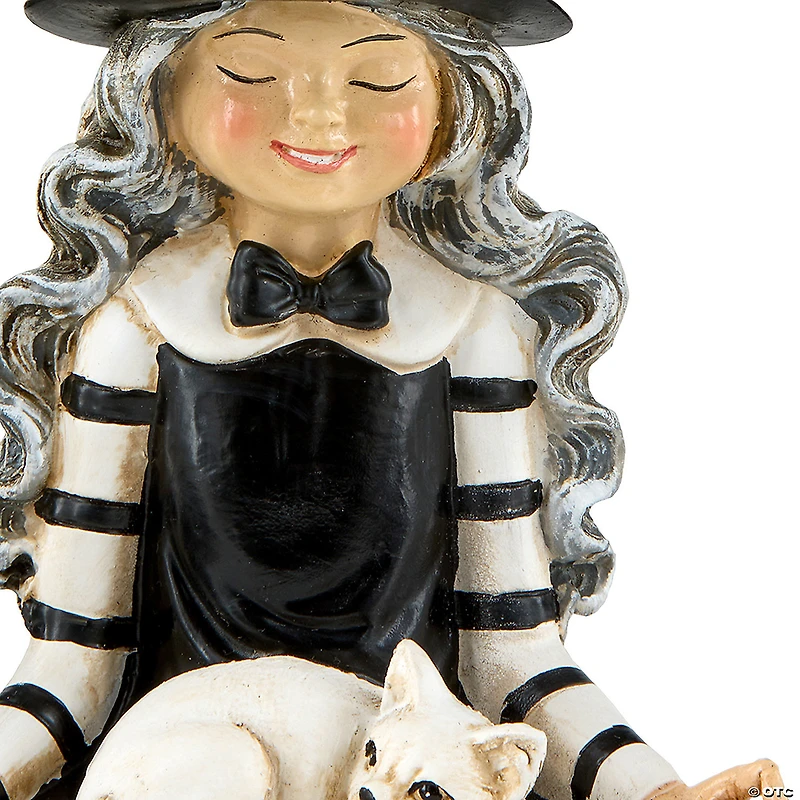 National Tree Company 5" Black and White Yoga Witch Tabletop Decoration