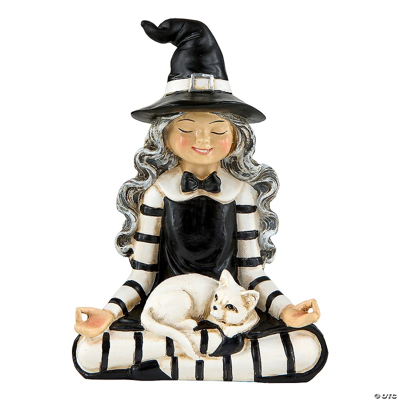 National Tree Company 5" Black and White Yoga Witch Tabletop Decoration