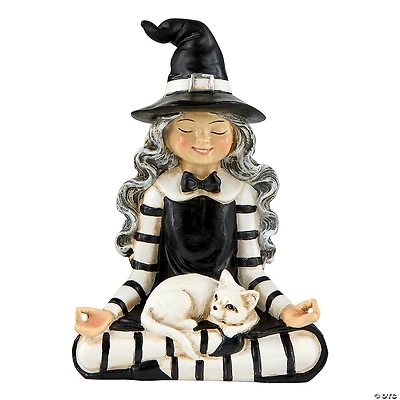 National Tree Company 5" Black and White Yoga Witch Tabletop Decoration