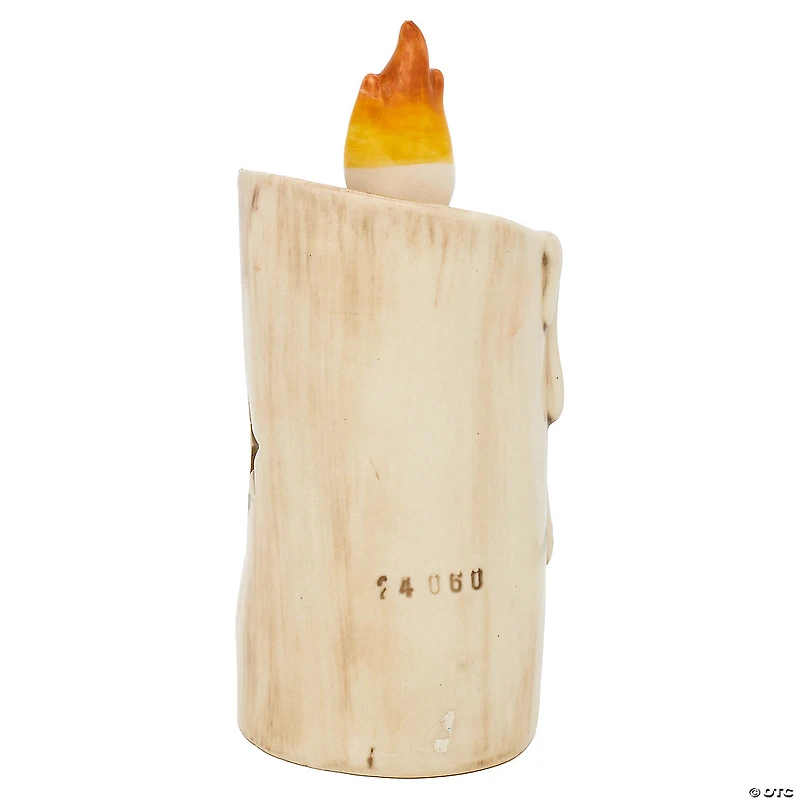 National Tree Company 6.5" White Halloween Porcelain Candle, 1 Warm White LED Light