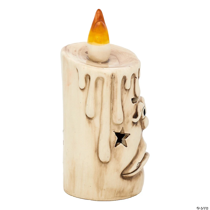 National Tree Company 6.5" White Halloween Porcelain Candle, 1 Warm White LED Light