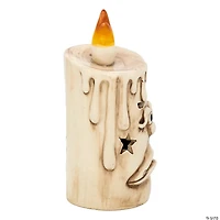National Tree Company 6.5" White Halloween Porcelain Candle, 1 Warm White LED Light