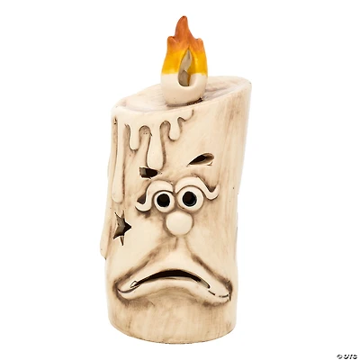 National Tree Company 6.5" White Halloween Porcelain Candle, 1 Warm White LED Light