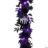 National Tree Company 6 ft. Artificial Bad to the Bone Halloween Garland, 30 Purple LED Lights, Battery Operated