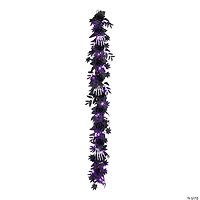 National Tree Company 6 ft. Artificial Bad to the Bone Halloween Garland, 30 Purple LED Lights, Battery Operated
