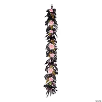 National Tree Company 6 ft. Artificial Cute and Creep Halloween Garland, 50 Pink LED Lights, Battery Operated