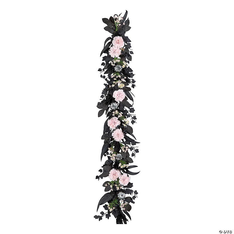National Tree Company 6 ft. Artificial Pretty Morbid Pink Carnation Halloween Wreath