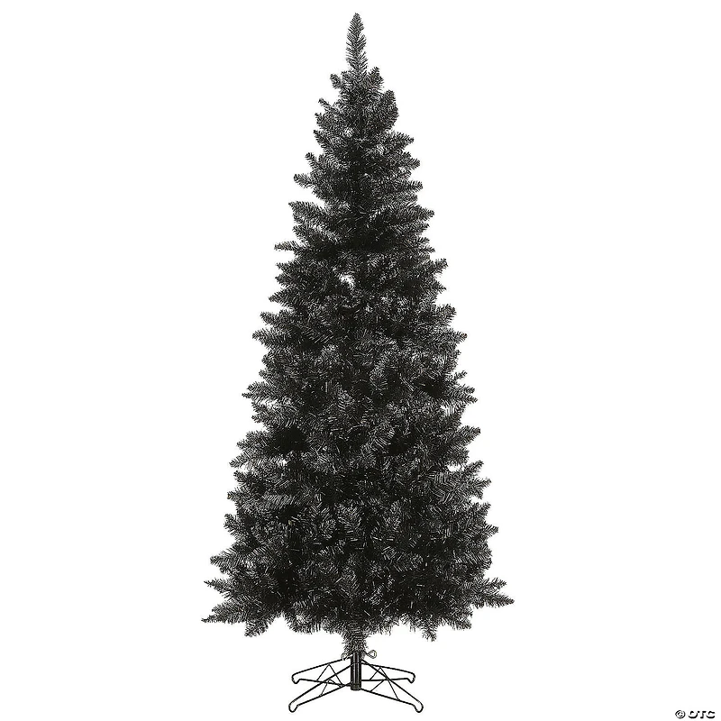 National Tree Company 6 ft. Black Slim Tree with String of Orange Lights