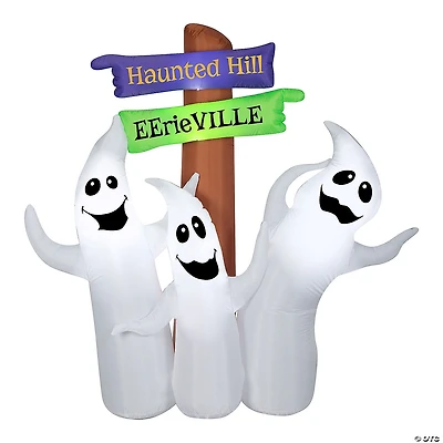 National Tree Company 6 ft. Ghost Trio and Signpost