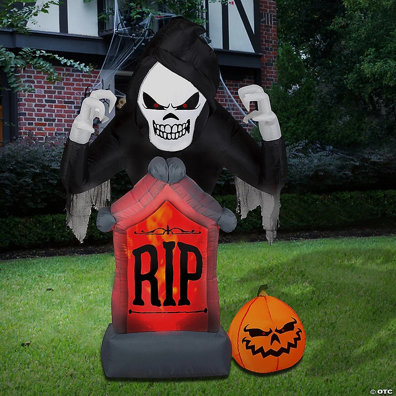 National Tree Company 6 ft. Halloween Inflatable Grim Reaper with LED Lights