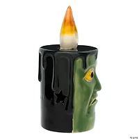 National Tree Company 6" Green Halloween Porcelain Candle, 2 Warm White LED Light, Set of 2