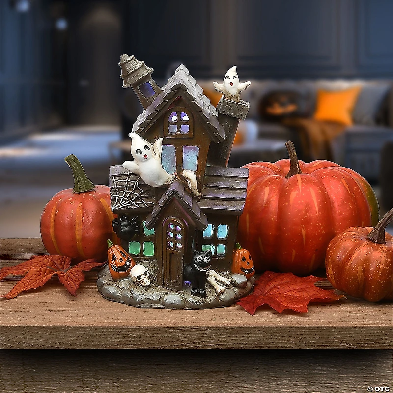 National Tree Company 6 in. Black Haunted House with LED Light