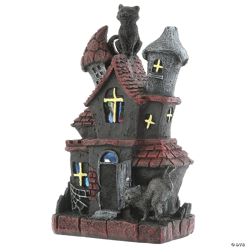 National Tree Company 7 in. Black Cats Haunted House with LED Light